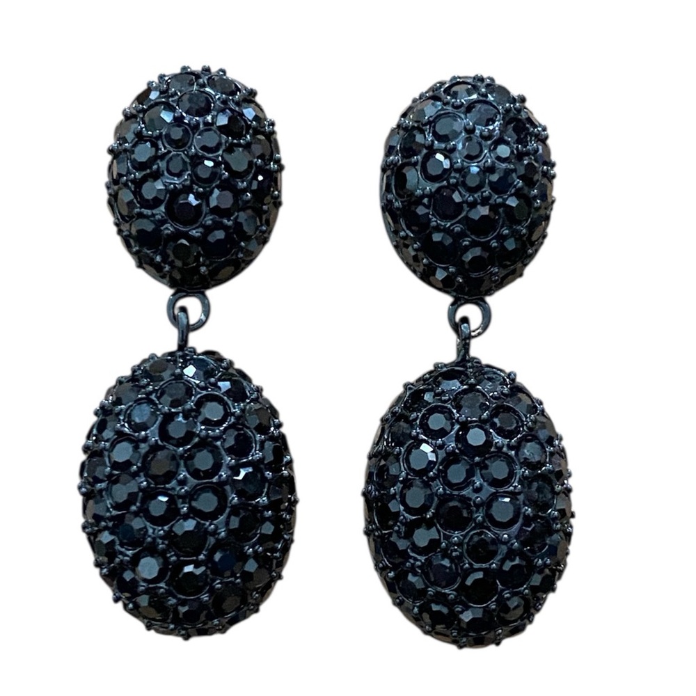 Kenneth Jay Lane(Kjl) Black Pave Crystal Drop Ear… - image 1